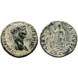 Claudius I Æ Sestertius. Rome, AD 41-42. TI CLAVDIVS CAESAR AVG P M TR P IMP, laureate head