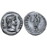 Nero AR Denarius. Rome, AD 64-65. NERO CAESAR, laureate head right / AVGVSTVS GERMANICVS, Nero,