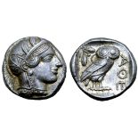 Attica, Athens AR Tetradrachm. Circa 454-404 BC. Head of Athena right, in crested Attic helmet