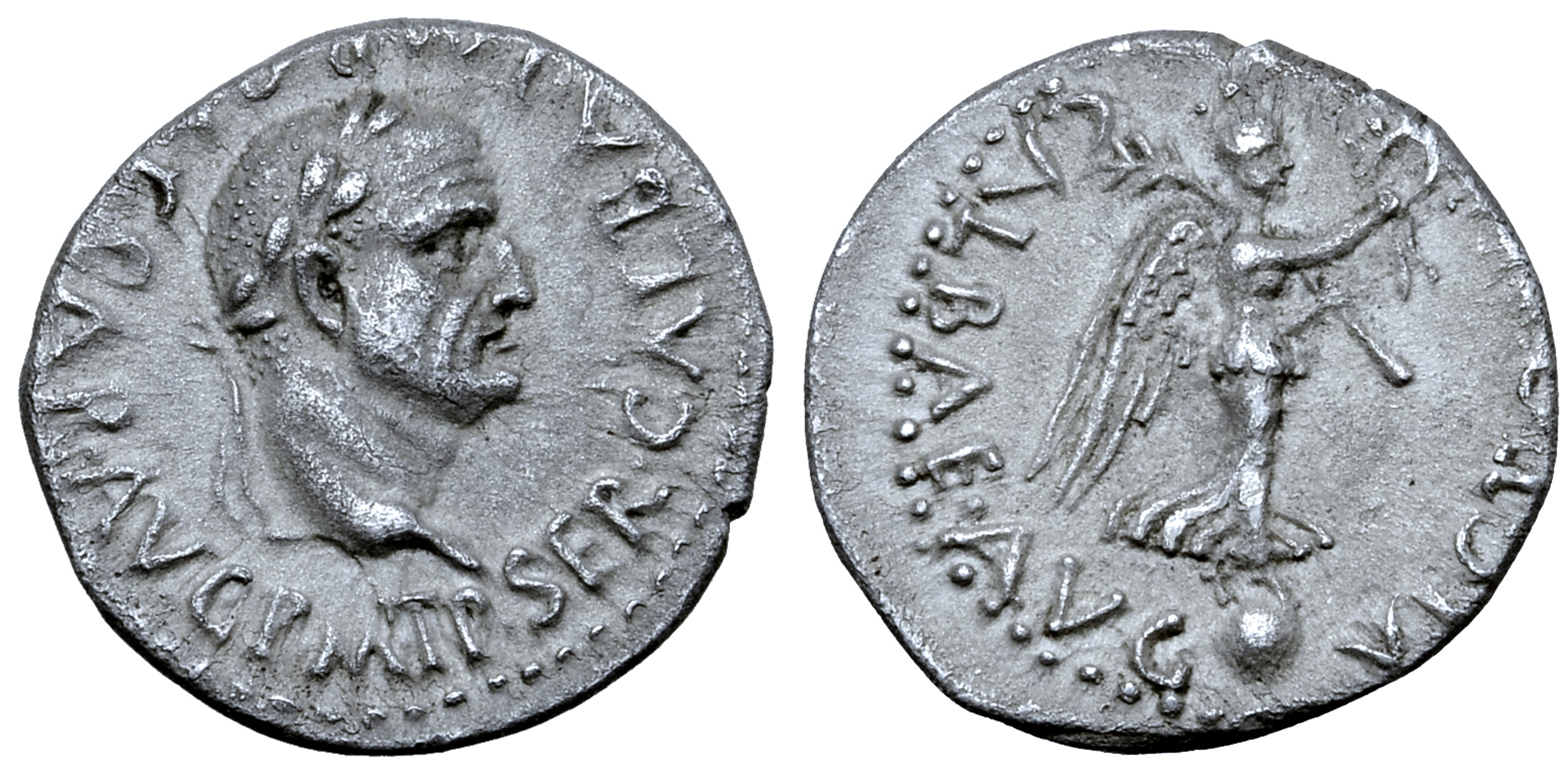 Galba AR Quinarius. Lugdunum, AD 68-69. SER GALBA IMP CAESAR AVG P M T P, laureate head right /