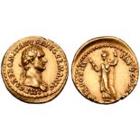 Domitian AV Aureus. Rome, AD 84. IMP CAES DOMITIANVS AVG GERMANIC, laureate bust right wearing aegis