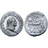 Divus Vespasian AR Denarius. Struck under Titus. Rome, AD 80-81. DIVVS AVGVSTVS VESPASIANVS,