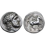 Kingdom of Macedon, Philip II AR Tetradrachm. Amphipolis, circa 323-317 BC. Laureate head of Zeus