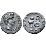 Augustus AR Denarius. Rome, 13 BC. CAESAR AVGVSTVS, bare head right / C•ANTISTIVS • REGINVS,