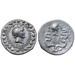 Marc Antony and Octavia AR Cistophoric Tetradrachm of Ephesus, Ionia. 39 BC. M•ANTONIVS•IMP•COS•