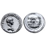Nero, as Caesar, AR Denarius. Rome, AD 51. NERONI CLAVDIO DRVSO GERM COS DESIGN, bare-headed and