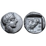 Attica, Athens AR Tetradrachm. Circa 454-404 BC. Head of Athena right, in crested Attic helmet