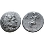 Kingdom of Macedon, Alexander III ‘the Great’ AR Dekadrachm. Babylon, circa 325-323 BC. Head of