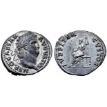 Nero AR Denarius. Rome, AD 64-65. NERO CAESAR AVGVSTVS, laureate head right / IVPPITER CVSTOS,