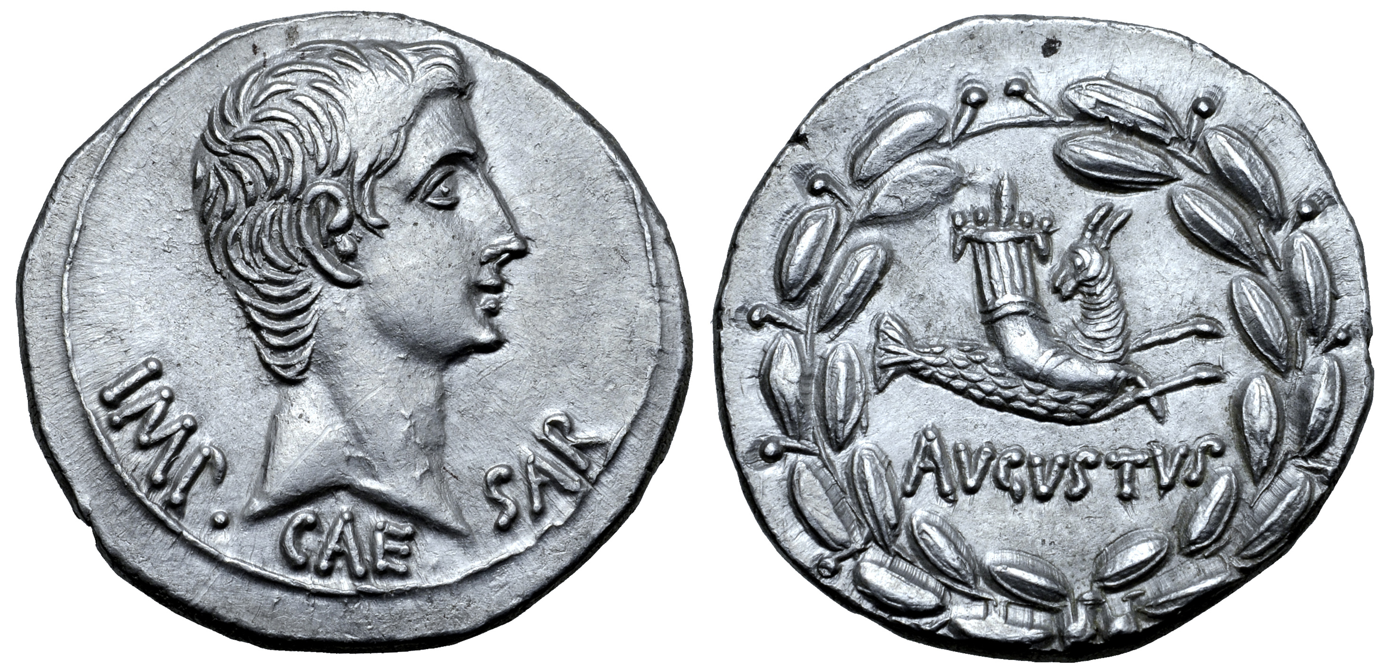 Augustus AR Cistophoric Tetradrachm of Ephesus, Ionia. Circa 25 BC. IMP CAESAR, bare head right /