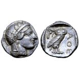 Attica, Athens AR Tetradrachm. Circa 454-404 BC. Head of Athena right, in crested Attic helmet