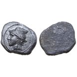 Etruria, Populonia AR Didrachm. 4th century BC. Head of Turms left, wearing winged petasos, Etruscan