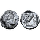 Attica, Athens AR Tetradrachm. Circa 454-404 BC. Head of Athena right, in crested Attic helmet