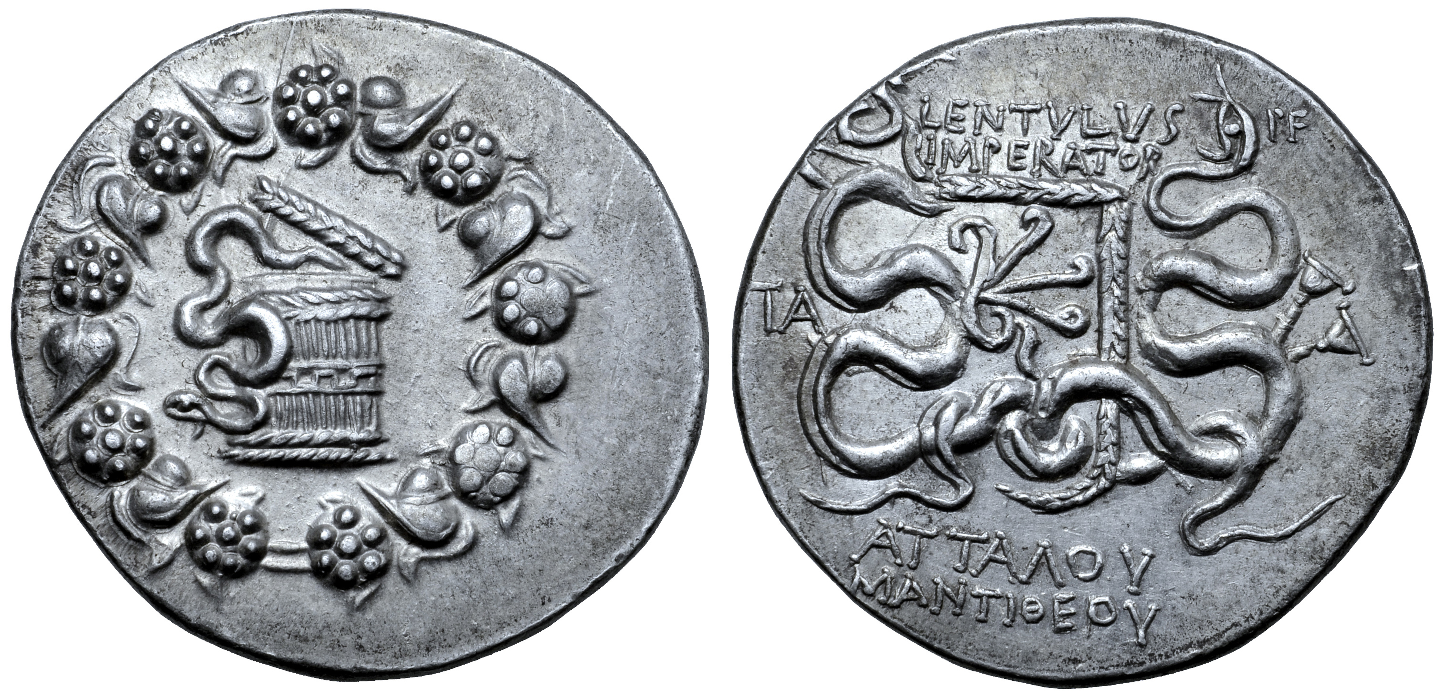 P. Cornelius P. f. Lentulus Spinther AR Cistophoric Tetradrachm. Attalos and Mantitheos,