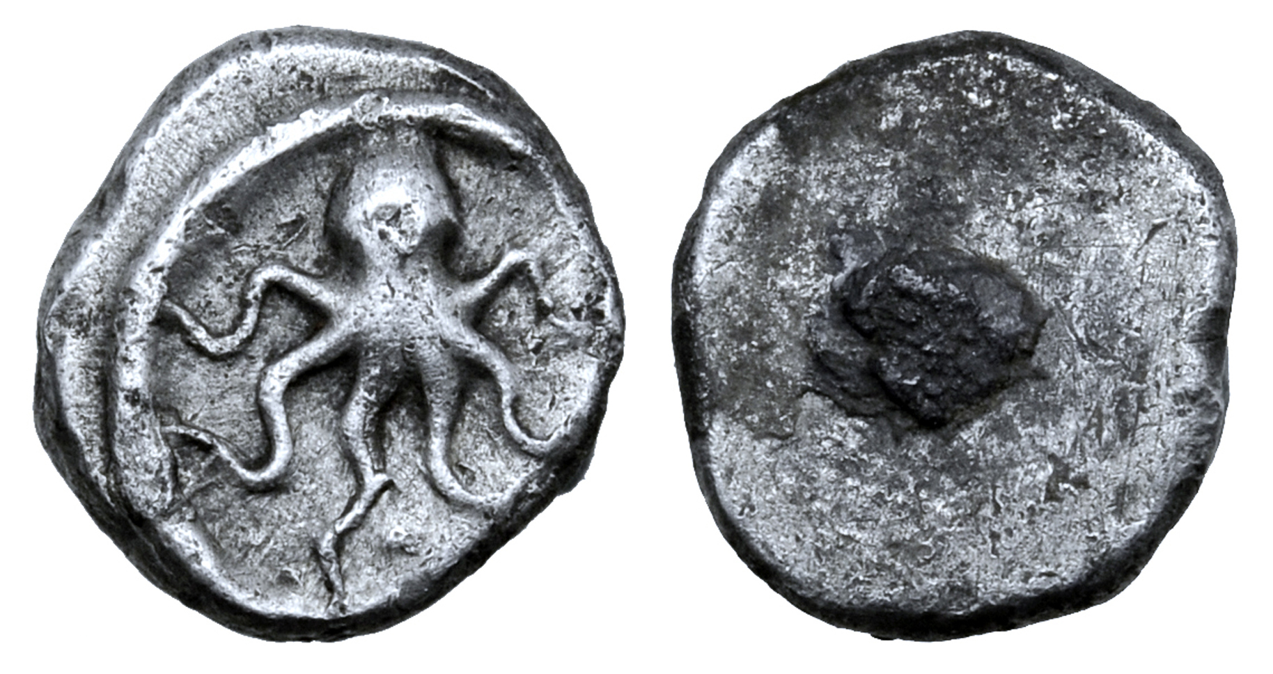Etruria, Populonia AR Unit (?). 4th - 3rd century. Octopus / Blank. EC I, Pisae 5.27 (O3,