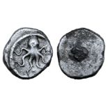 Etruria, Populonia AR Unit (?). 4th - 3rd century. Octopus / Blank. EC I, Pisae 5.27 (O3,