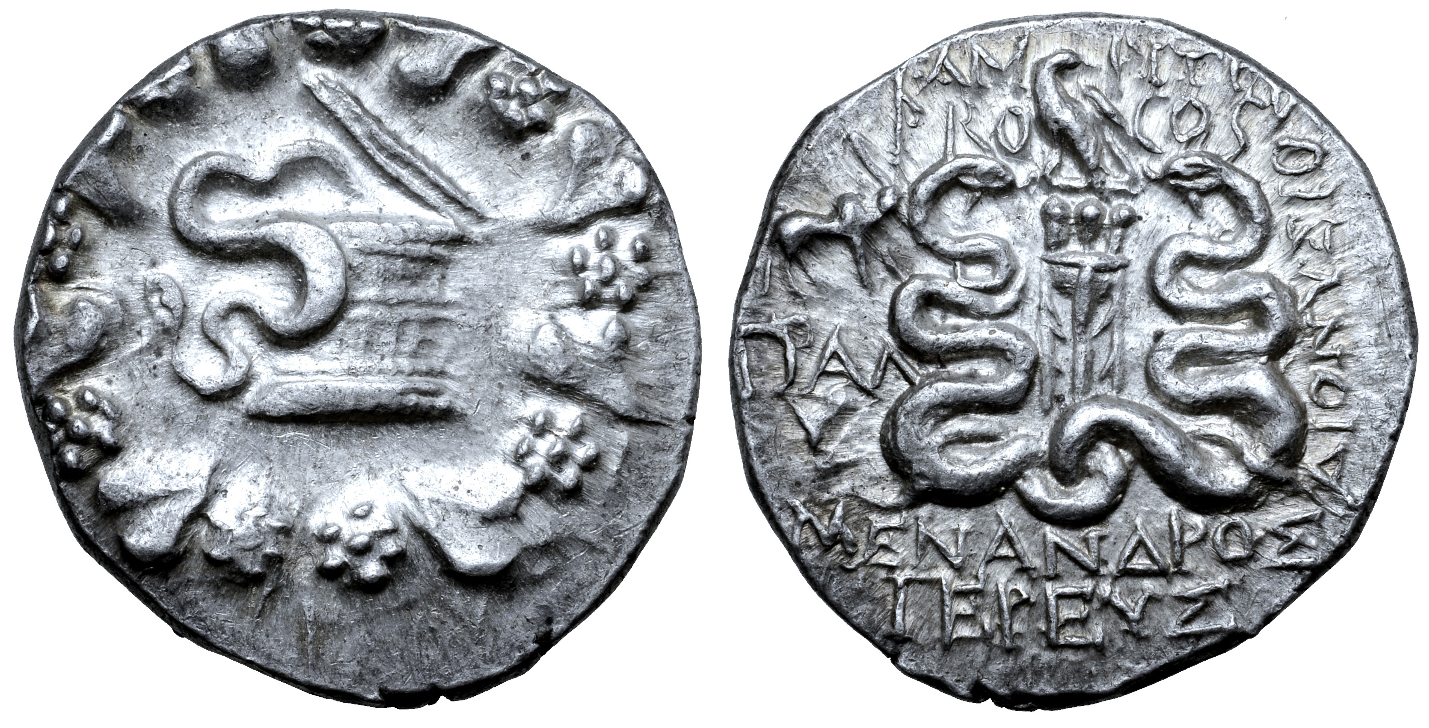 T. Ampius T. f. Balbus AR Cistophoric Tetradrachm of Tralles, Lydia. 58-57 BC. Serpents emerging