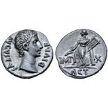 Augustus AR Denarius. Lugdunum, 15-13 BC. AVGVSTVS DIVI•F, bare head right / Apollo Citharoedus of