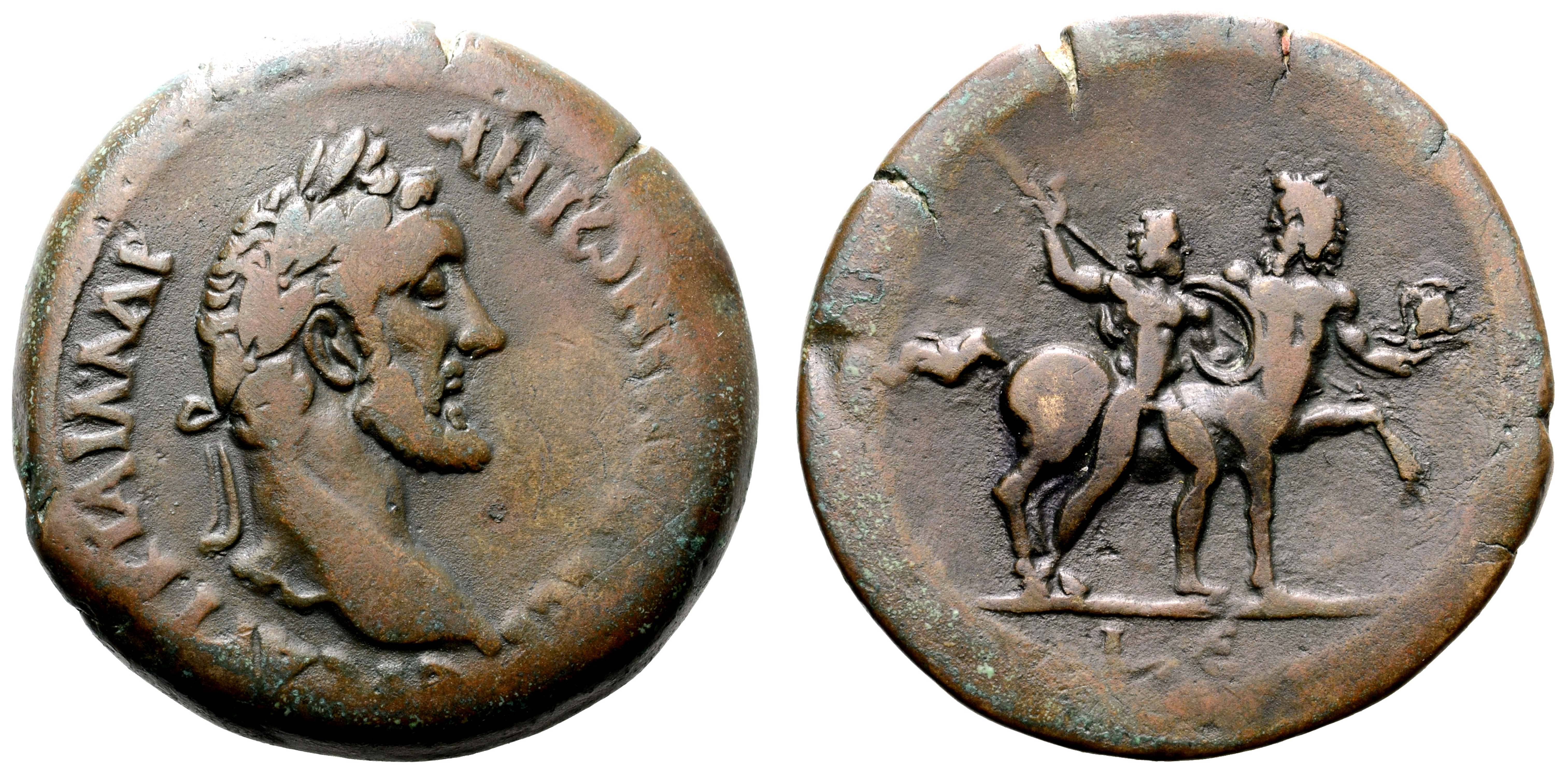 Antoninus Pius Æ Drachm of Egypt, Alexandria. Dated RY 5 = AD 141/142. AYT K T AI? A?P ANT?NINOC C?B
