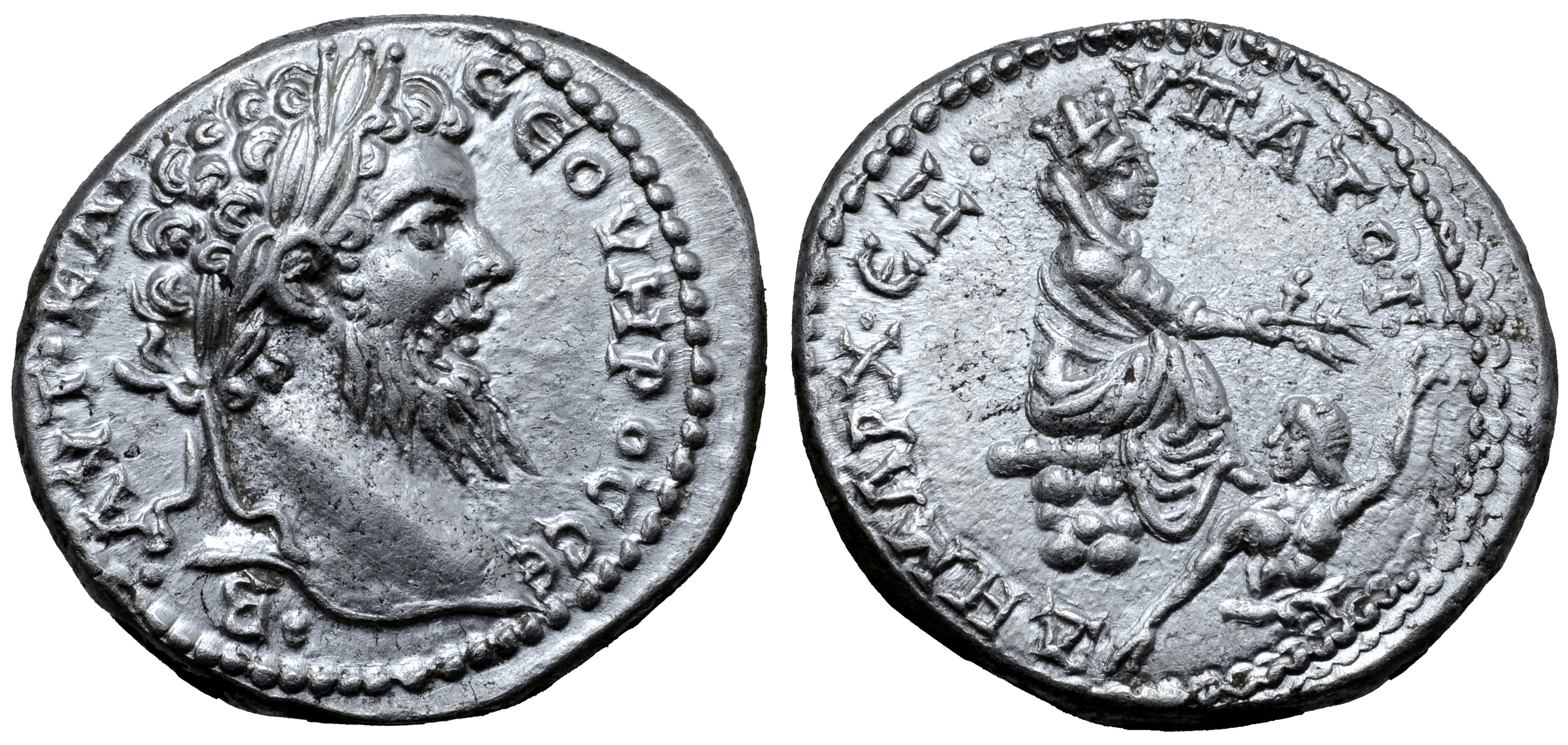 Septimius Severus AR Tetradrachm of Antioch, Seleucis and Pieria. Circa AD 202-204/5. •AVT•KAI• C?