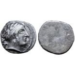 Etruria, Populonia AR 10 Asses. Circa 300-250 BC. Female head right, wearing broad hair band and