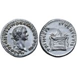 Domitian, as Caesar, AR Denarius. Rome, AD 80-81. CAESAR DIVI F DOMITIANVS COS VII, laureate head