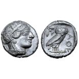 Attica, Athens AR Tetradrachm. Circa 454-404 BC. Head of Athena right, in crested Attic helmet