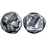 Attica, Athens AR Tetradrachm. Circa 454-404 BC. Head of Athena right, in crested Attic helmet
