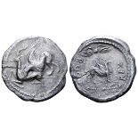 Kings of Mauretania, Bogud AR Denarius. 49-38 BC. Uncertain mint, circa 47-46 BC. Griffin