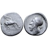 Corinthia, Corinth AR Stater. Circa 400-375 BC. Pegasos standing to right, drinking at the spring of