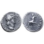 Nero AR Denarius. Rome, AD 64-8. NERO CAESAR AVGVSTVS, laureate head right / IVPITTER CVSTOS,