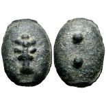 Etruria or Umbria, possibly Volsinii, Cast Æ Sextans. 3rd century BC. Club / Two pellets (mark of