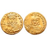 Leo III the Isaurian, with Constantine V, AV Solidus. Constantinople, AD 725-732. ? NO L?ON P A M?L,
