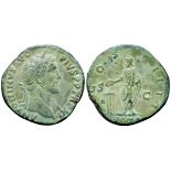 Antoninus Pius Æ Lightweight Sestertius. Rome, AD 147-148. ANTONINVS AVG PIVS P P TR P XI,