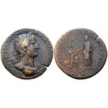 Hadrian Æ Sestertius. Rome, AD 119-121. IMP CAESAR TRAIANVS HADRIANVS AVG PM TR P C[OS] III,