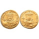 Leo III the Isaurian, with Constantine V, AV Solidus. Constantinople, AD 737-741. C NO L?ON P A M?L,