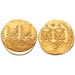 Leo IV the Khazar, with Constantine VI, Leo III, and Constantine V AV Solidus. Constantinople, AD