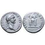 Domitian AR Denarius. Rome, AD 82. IMP CAES DOMITIANVS AVG P M, laureate head right / TR POT COS