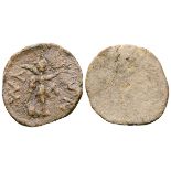 Ionia, Ephesos PB Tessera. Circa AD 200-300. Victory advancing right, holding wreath and palm; VM