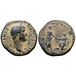 Hadrian Æ Dupondius or As. Rome, AD 134-138. HADRIANVS AVG COS III P P, laureate head right /