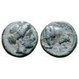 Ionia, Magnesia ad Maeandrum Æ11. Circa 310-190 BC. Head of Apollo right / Forepart of bull