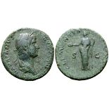 Hadrian Æ Sestertius. Rome, AD 132-134. HADRIANVS AVGVSTVS, laureate and draped bust right /