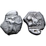 Cyprus, Kition AR Stater. Azbaal, circa 449-425 BC. Herakles in fighting stance to right, wearing