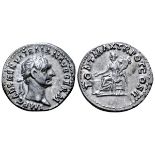 Trajan AR Denarius. Rome, circa AD 98-99. IMP CAES NERVA TRAIAN AVG GERM, laureate head right / PONT
