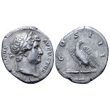 Hadrian AR Denarius. Rome, AD 125-128. HADRIANVS AVGVSTVS, bare head right, slight drapery on far