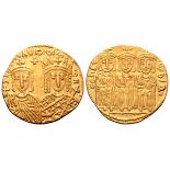 Constantine VI and Irene, with Leo III, Constantine V, and Leo IV AV Solidus. Constantinople, AD