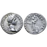 Domitian AR Denarius. Rome, AD 92-93. IMP CAES DOMIT AVG GERM P M TR P XII, laureate head right /