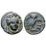 Troas, Sigeion Æ13. Circa 355-334 BC. Head of Athena facing slightly right, wearing triple-crested