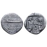 Phoenicia, Ba`alšillem (Sakton) II AR Sixteenth Shekel. Sidon, circa 401-365 BC. Phoenician galley