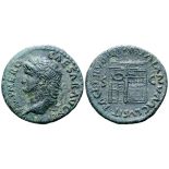 Nero Æ As. Rome, AD 62-68. NERO CAESAR AVG GERM IMP, laureate head left / PACE P R VBIQ PARTA